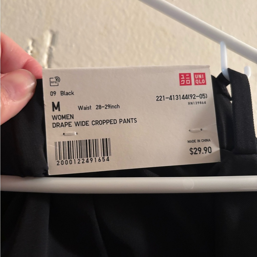 Uniqlo - Black Women's Cropped Wide Leg Culottes - Size M - Picture 7 of 7